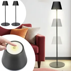 2er-Set Höhenverstellbare LED-Stehlampe, dimmbar, schwarz, 50 /90/130 cm