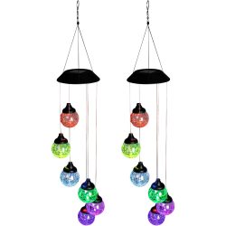 2er-Set Buntes LED Windspiel, solarbetrieb