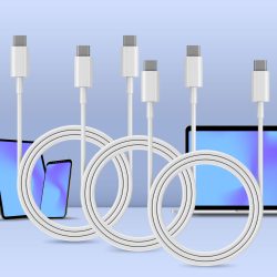 3er-Set USB-C Ladekabel, PD, weiss, 1,5 m