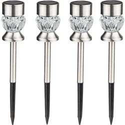 4er-Set LED Solarlampen Gartenstecker, RGB+Weiss, Ø 7 x H 36cm