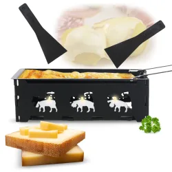 Faltbares Teelicht-Raclette für 1 Person, mit Schaber & Teelichtern