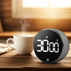 Digitaler Küchen-Timer mit Drehrad, LCD-Display, Magnethalter & Alarm