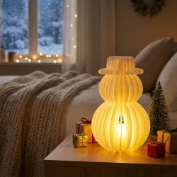 Schneemann LED Dekoration Wabenpapier mit 6h Timer, 24 x 39 cm, weiss