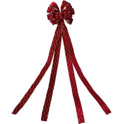 Rote Karo Baumschleife, Weihnachtsbaum-Deko, 130 x 33 cm