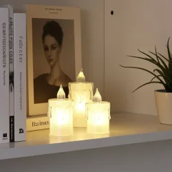 Elegante LED-Kerzen im 3er-Set, transparente Flammen-Optik