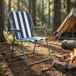 Camping Klappstuhl, blau/weiss