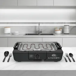 Elektrischer Tischgrill, schwarz, 2000 Watt