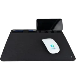 Mousepad mit Handyhalter und Induktionsladefläche, dunkelgrau