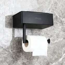 Toilettenpapierhalterung mit Feuchttücherbox, belastbar bis 15 kg, schwarz