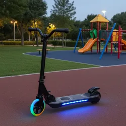 Kinder-Tretroller mit Elektromotor, 120 W, schwarz