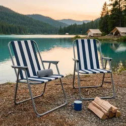 2er-Set Camping Klappstuhl, blau/weiss