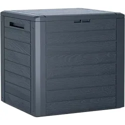 Robuste Gartenbox in Holzoptik, 46 x 58,5 x 55 cm, anthrazit