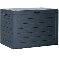 Robuste Gartenbox in Holzoptik, 43,8 x 78 x 55 cm, anthrazit