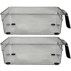 2er-Set Transparenter Kühlschrank-Organizer mit Griff 28,2 x 15,5 x 8,7 cm