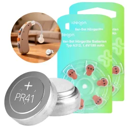 12er-Set Hörgeräte Batterien Typ A312, 1,4V/180 mAh
