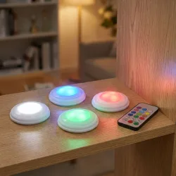 LED-Lampen 4er-Set mit Fernbedienung, Push-Lichter, 12 Farben