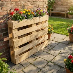 2er-Set Pflanzkasten für Europaletten, Blumenkübel aus verzinktem Metall, 38,5x13,5x8,5cm