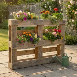 4er-Set Pflanzkasten für Europaletten, Blumenkübel aus verzinktem Metall, 38,5x13,5x8,5cm