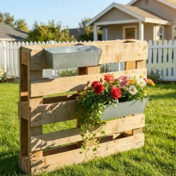 2er-Set Pflanzkasten für Europaletten, Blumenkübel aus verzinktem Metall, 38 x 12 x 10 cm