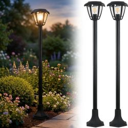 2er-Set Solar Gartenlampe mit Bewegungsmelder, 16,6 x 16,6 x 111,5 cm