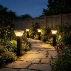 4er-Set Solar Rasenlampe aus Aluminium, 20 x 14 x 60 cm, schwarz