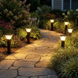 6er-Set Solar Rasenlampe aus Aluminium, 20 x 14 x 60 cm, schwarz