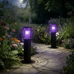 2er-Set Solar Gartenlampe mit Mückenvernichter, 25 x 60 cm, schwarz