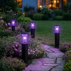 4er-Set Solar Gartenlampe mit Mückenvernichter, 25 x 60 cm, schwarz