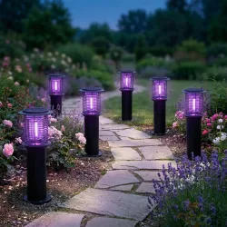6er-Set Solar Gartenlampe mit Mückenvernichter, 25 x 60 cm, schwarz