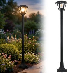 Solar Gartenlampe mit Bewegungsmelder, 16,6 x 16,6 x 111,5 cm