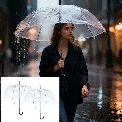 2er-Set Regenschirm mit Automatiköffnung, transparent, Ø 85 cm