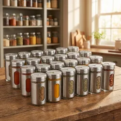 24er-Set Gewürzstreuer mit Sichtfenster, Edelstahl, 94 ml