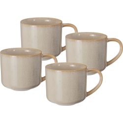 4er-Set Steinzeug Becher 332ml, sandfarbe