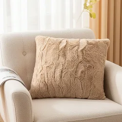 Kuschelkissen in Fell-Optik, sandfarbe, 45x45 cm
