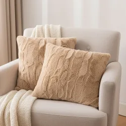 2er-Set Kuschelkissen 45 x 45 cm, sandfarbe