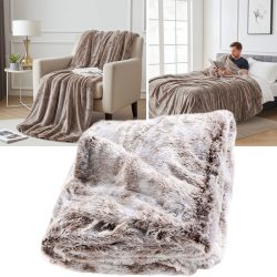 Kuscheldecke in Felloptik, schokobraun, 180 x 220 cm