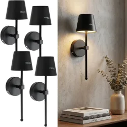 4er-Set Kabellose Wandleuchte mit Fernbedienung, schwarz