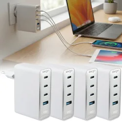 4er-Set 4-Port-USB-Ladegerät, LED-Display, GaN III, 100W