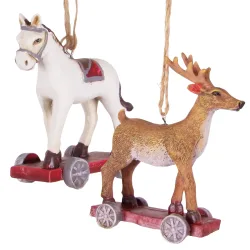 2er-Set Weihnachtsbaumanhänger Hirsch & Pferd