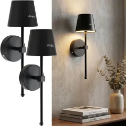 2er-Set Kabellose Wandleuchte mit Fernbedienung, schwarz