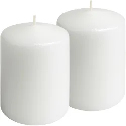2er-Set Stumpenkerze Weiss, Ø 6 x 8 cm