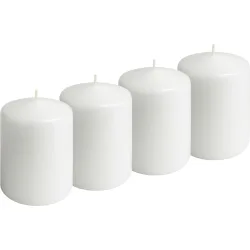 4er-Set Stumpenkerze Weiss, Ø 6 x 8 cm