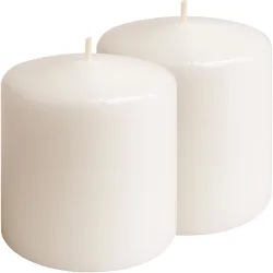 2er-Set Stumpenkerze Creme, Ø 7 x 10 cm