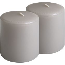 2er-Set Stumpenkerze Taupe, Ø 7 x 10 cm
