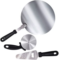 Pizza Set 3-tlg. aus Edelstahl, rostfrei: Pizzaschaufel, Pizzaschneider, Pizzaheber