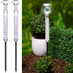 2er-Set Solar 2-in-1 Thermometer & Leuchte 6-8h kaltweiss