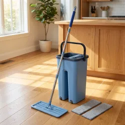 Bodenwischer Set: Eimer 6L mit 2 Fächern & Wischmopp 360°, inkl. 2x Ersatzbezug