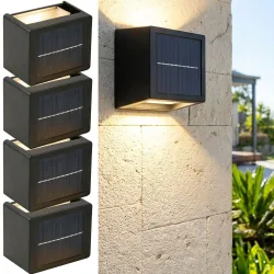 4er-Set LED-Solar-Wandleuchte, warm-/tageslichtweiss