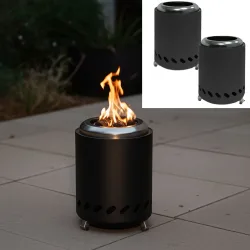 2er-Set Kompaktes Tischfeuer Edelstahl, anthrazit, 14,5 x 14,5 x 19,5 cm