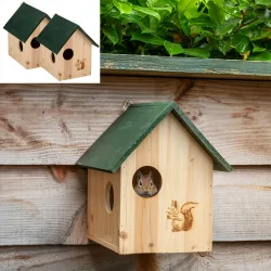 2er-Set Eichhörnchenhaus aus Holz mit 3 Fluchtlöchern, 25x26x28cm